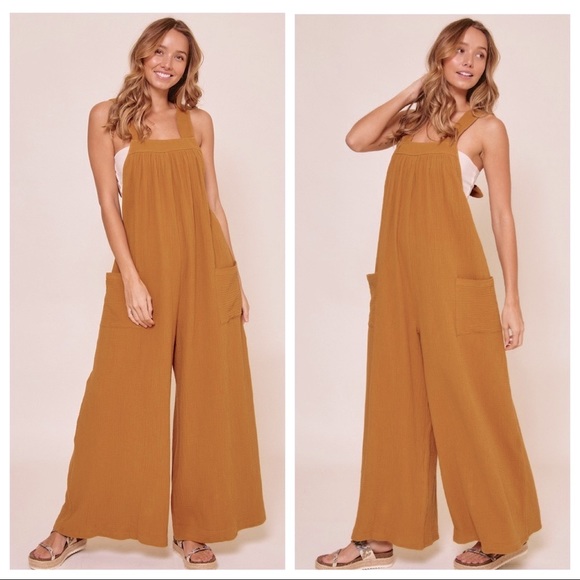 08 Boho Angela Solid Fabulous Wide Leg Jumpsuit - Picture 3 of 5